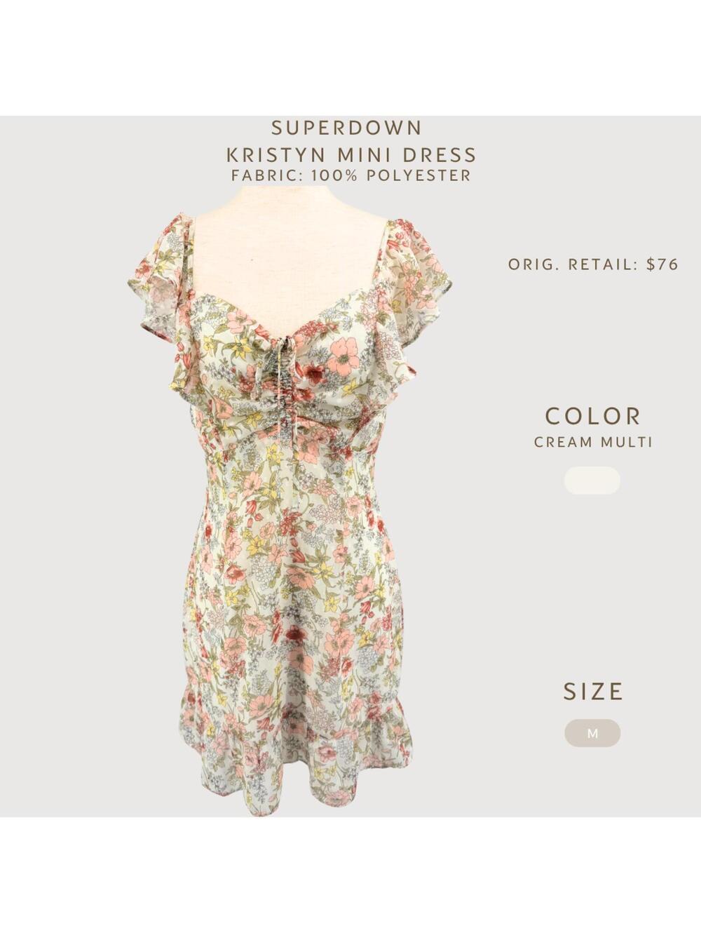Superdown Kristyn Floral Ruffle Mini Dress M - Picture 2 of 9